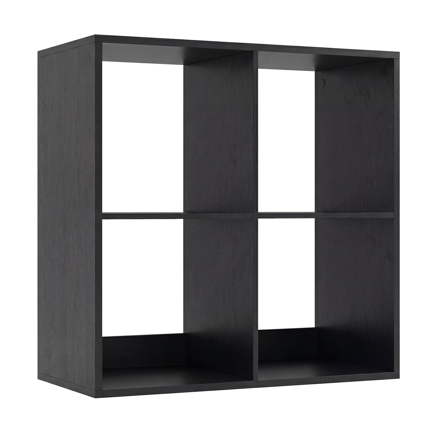 4 Cube Bookshelf with Back Guardrail for Living Room Bedroom-Black