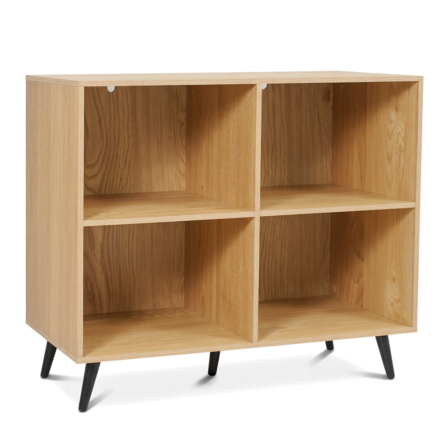 4-Cube Wooden Bookshelf Bookcase with 5 Metal Legs for Home-Natural