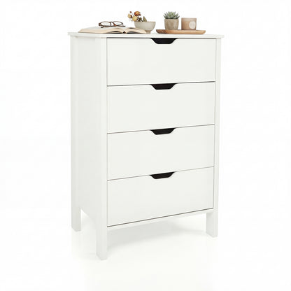 4-Drawer Dresser Wooden Nightstand with Anti-Tipping Kits-White