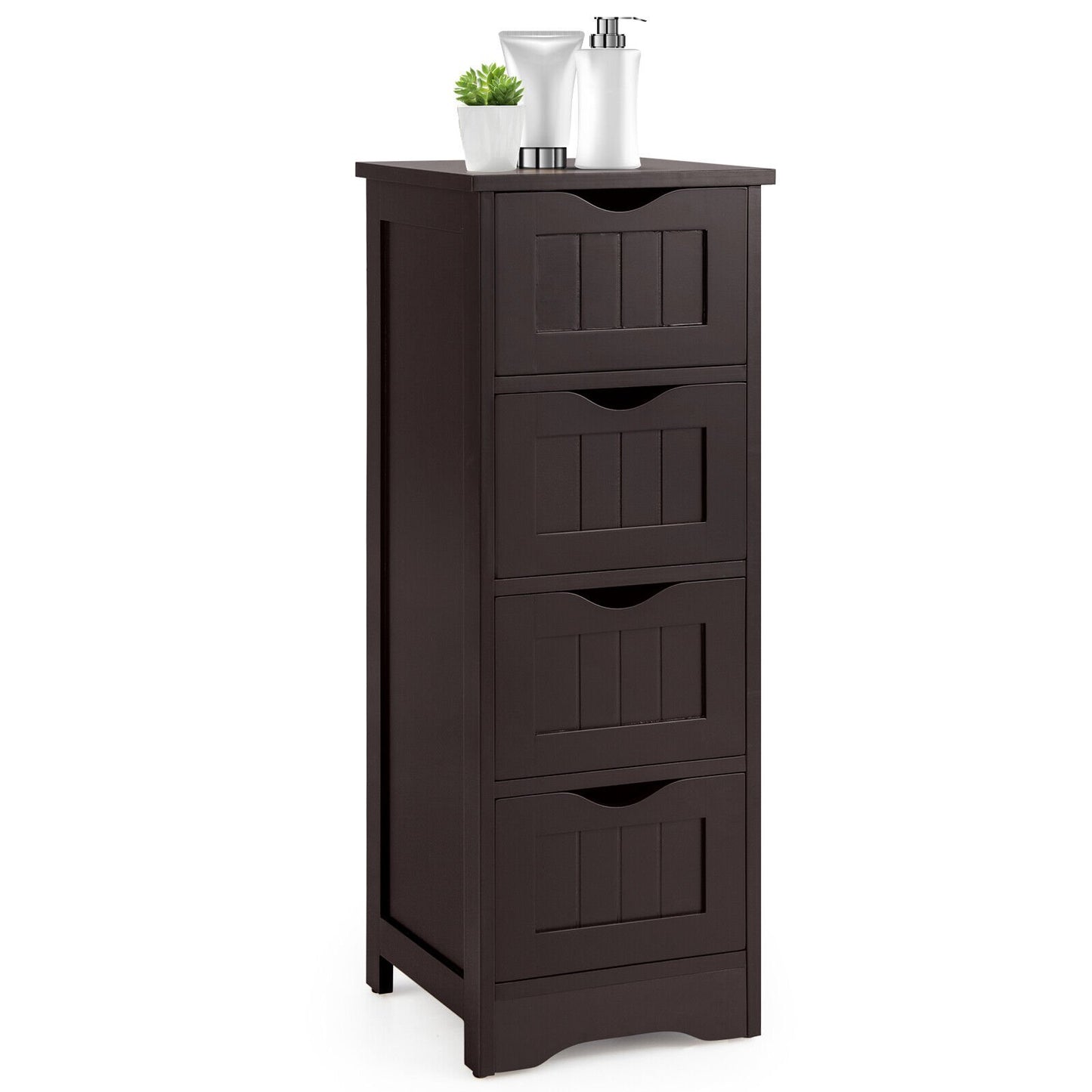 4-Drawer Freestanding Floor Cabinet with Anti-Toppling Device-Black