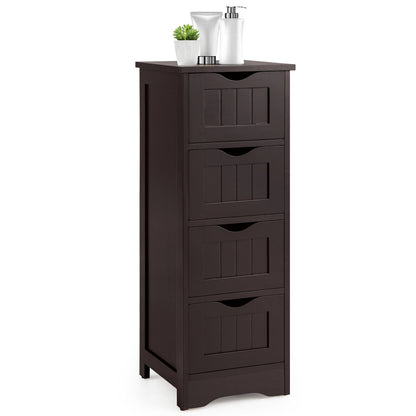 4-Drawer Freestanding Floor Cabinet with Anti-Toppling Device-Black
