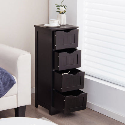 4-Drawer Freestanding Floor Cabinet with Anti-Toppling Device-Black