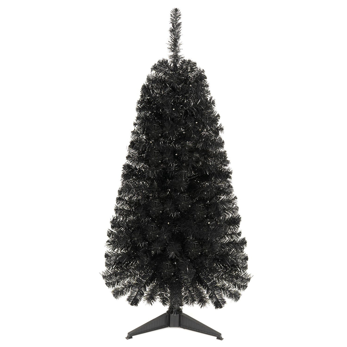 4 ft black artificial Christmas tree with 110 branch tips and 50 warm white LED lights, holiday decor by Wilsons Home Store