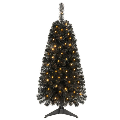 4 ft black artificial Christmas tree with 110 branch tips and 50 warm white LED lights, holiday decor from Wilsons Home Store
