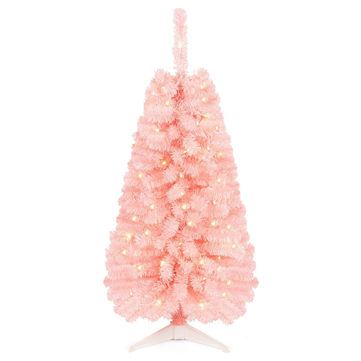 4 ft black artificial Christmas tree with 110 branch tips and 50 warm white LED lights, holiday decor by Wilsons Home Store
