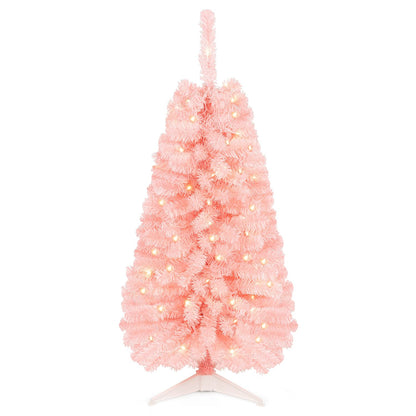 4 ft black artificial Christmas tree with 110 branch tips and 50 warm white LED lights, holiday decor by Wilsons Home Store