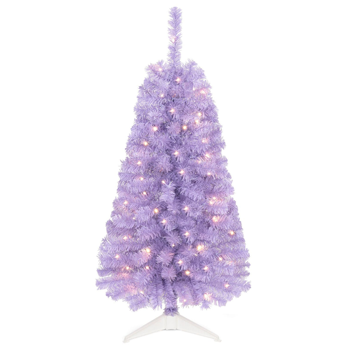 4 ft black artificial Christmas tree with 110 branch tips and 50 warm white LED lights, holiday decor from Wilsons Home Store