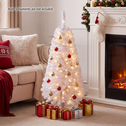 4 ft black artificial Christmas tree with 110 branch tips and 50 warm white LED lights, holiday decor by Wilsons Home Store