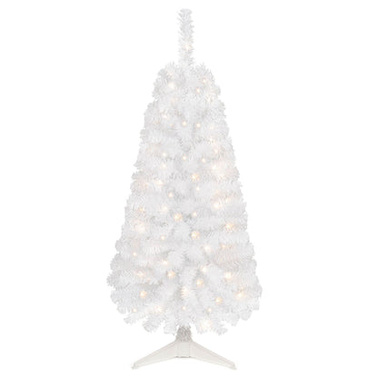 4 ft black artificial Christmas tree with 110 branch tips and 50 warm white LED lights, holiday decor by Wilsons Home Store