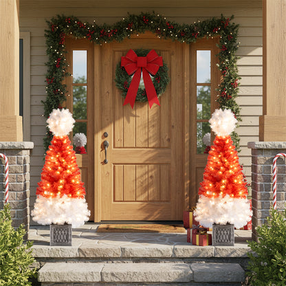 4 Feet Artificial Christmas Tree with 300 Branch Tips and 100 Warm White LED Lights