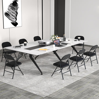 4 Pack Folding Chairs with Metal Frame and PVC Leather for Indoor Outdoor-Black