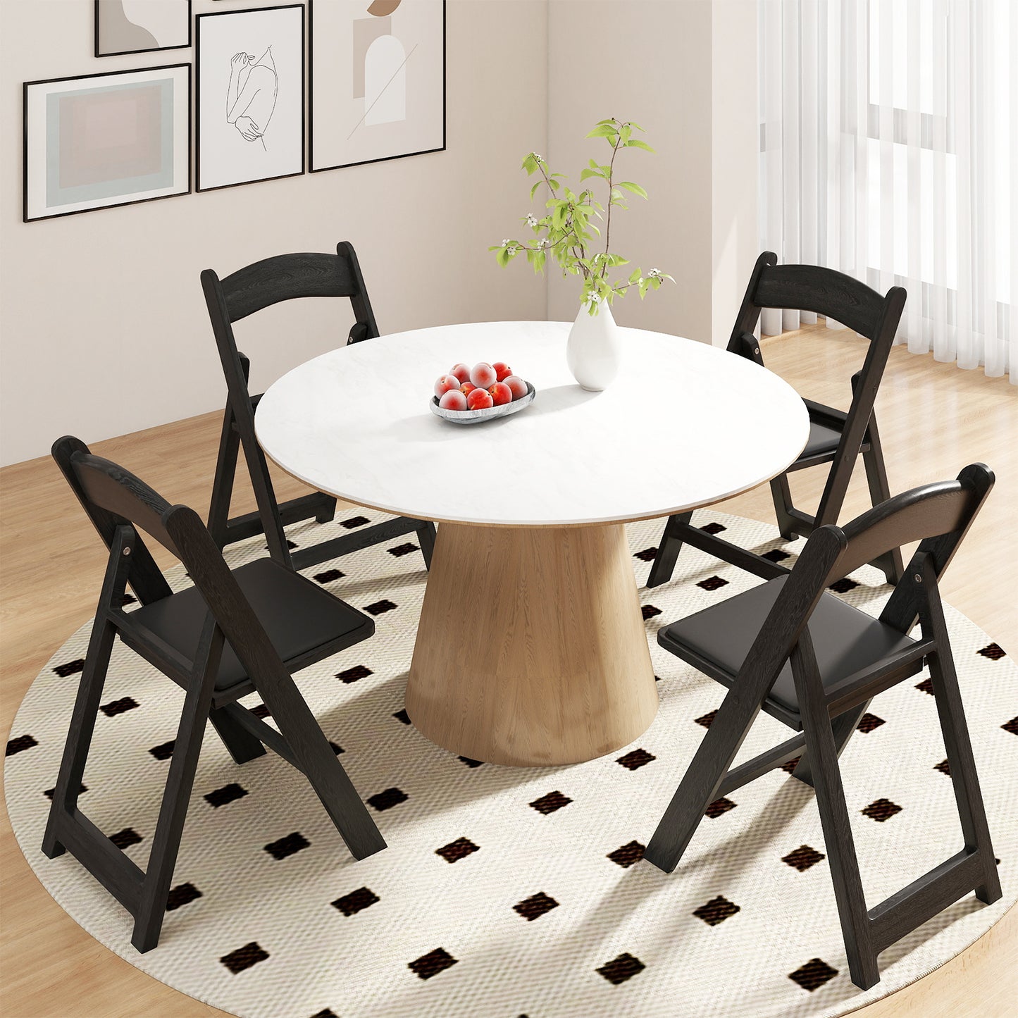 4 Pack Resin Folding Chairs with Padded Seat-Black