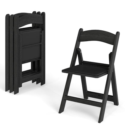 4 Pack Resin Folding Chairs with Padded Seat-Black