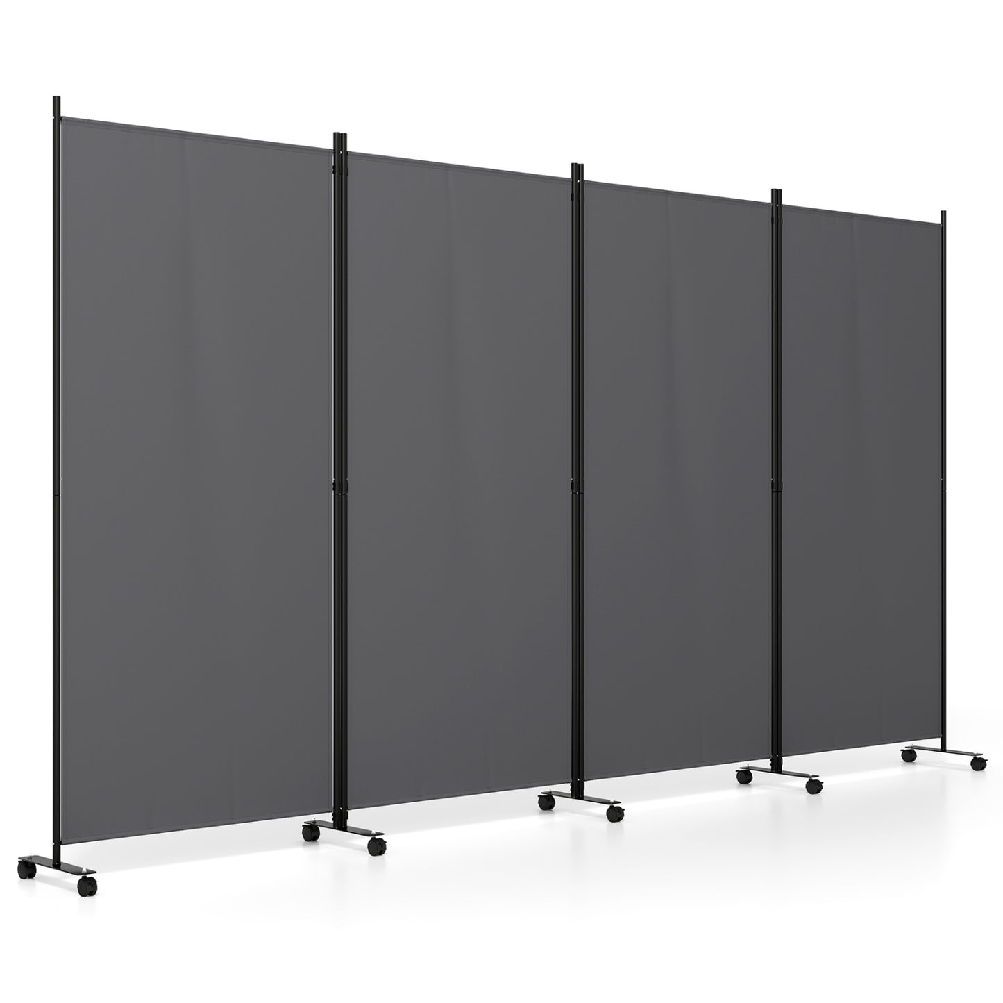 4 Panel Folding Privacy Screen Room Divider with Wheels-Gray