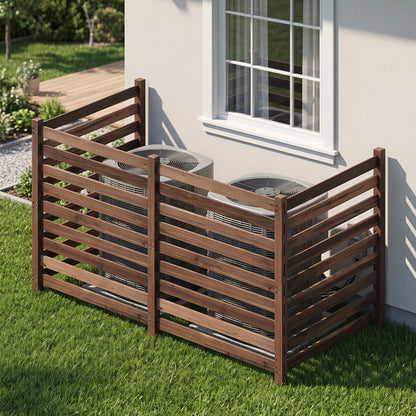 4-Panel Wooden Outdoor Privacy Fence with Ground Stakes-Black