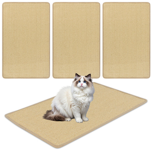 Four cat scratcher mats set, 32 x 20 inches, made of durable material, designed for cats to scratch and play.