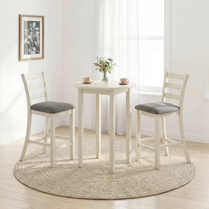 4 Pieces Counter Height Chairs with Fabric Seat and Rubber Wood Legs-Beige