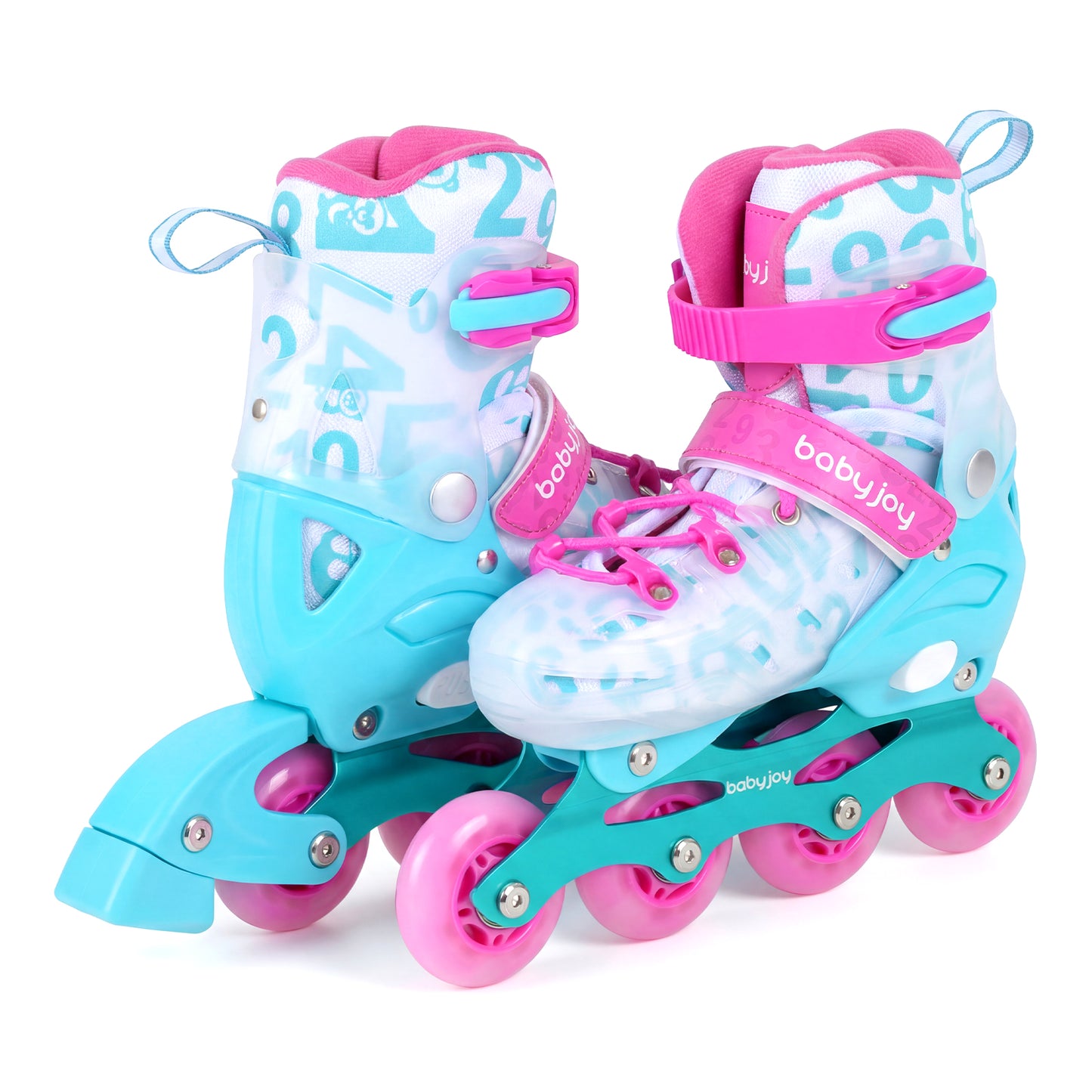 4-Size Adjustable Illuminating Kids Inline Skates with Light Up Wheels-Blue