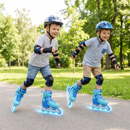 4-Size Adjustable Light-Up Inline Skates for Toddlers Ages 5-7-Black