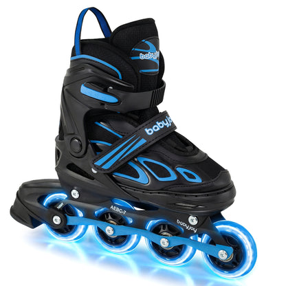4 Sizes Adjustable Blade Roller with Light-up Wheels for Youth-Black
