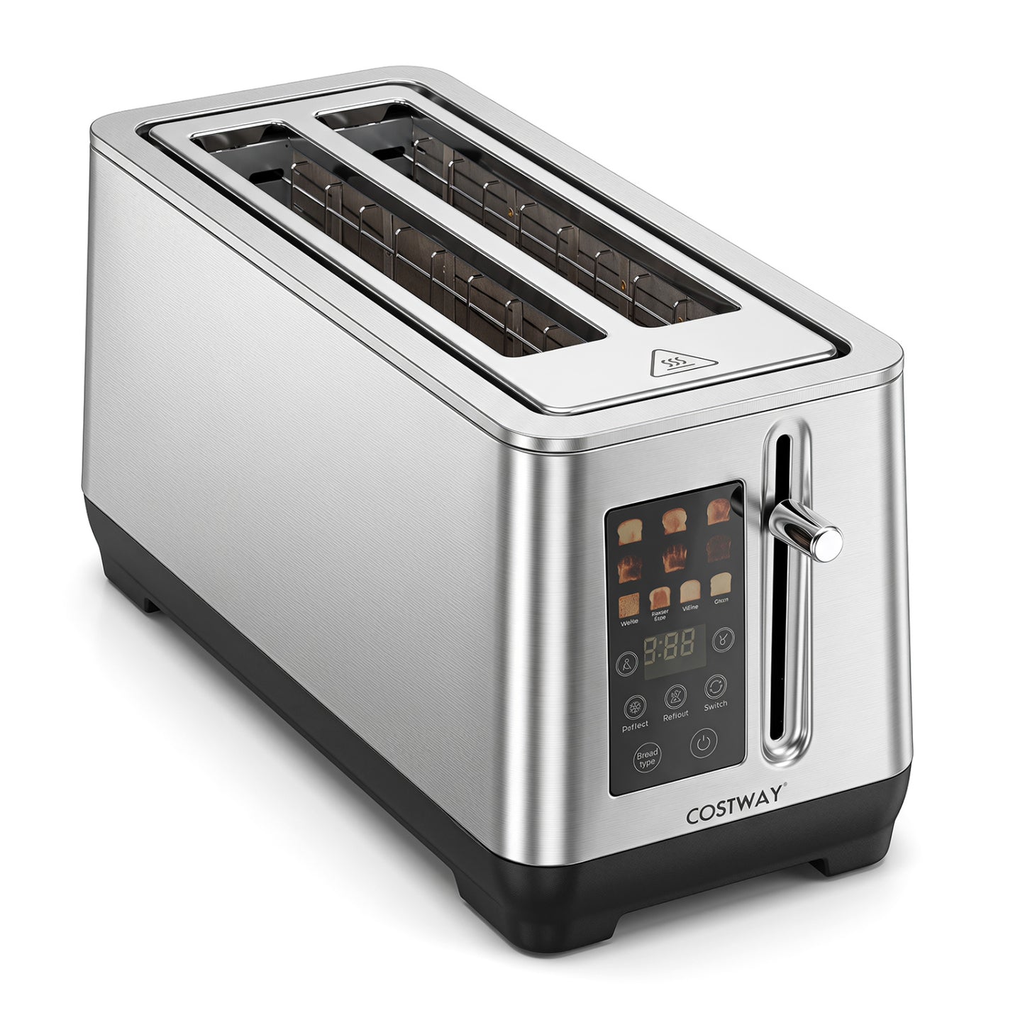 4 Slice Toaster with 6 Browning Levels and 4 Bread Types-Silver