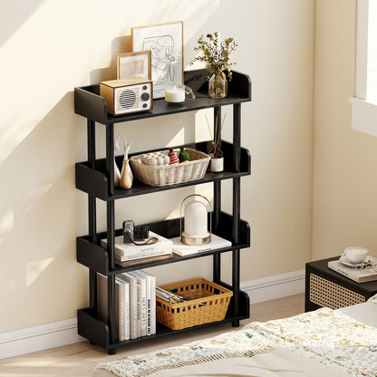 4-Tier Bookshelf Open Bookcase with Anti-Tipping Kit Industrial Storage Unit-Black