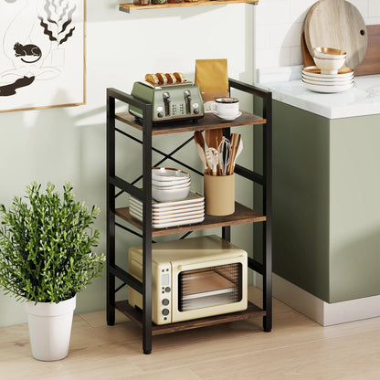 4-Tier Bookshelf with Metal Frame and Wooden Storage Racks for Study-Oak