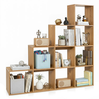 Natural wood 4-tier bookshelf with anti-tipping kits from Wilsons Home Store, ideal for home office organization and storage.