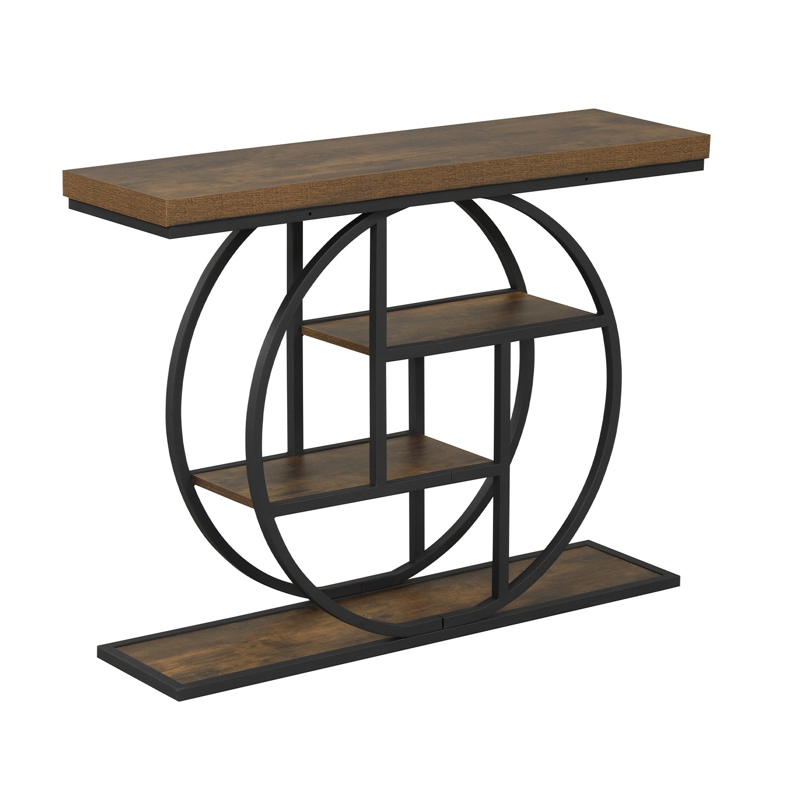 4-Tier Console Table 41 Inches Entryway Table with Storage Shelves-Bro ...