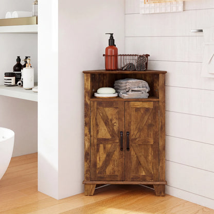4-Tier Corner Storage Cabinet with Open Shelf-Gray