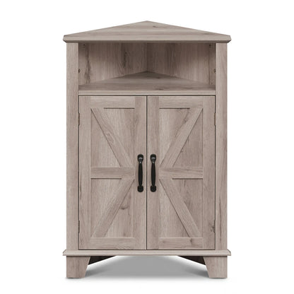 4-Tier Corner Storage Cabinet with Open Shelf-Gray