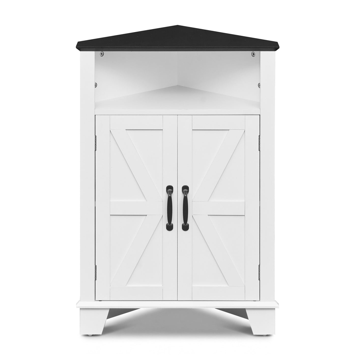 4-Tier Corner Storage Cabinet with Open Shelf-Gray