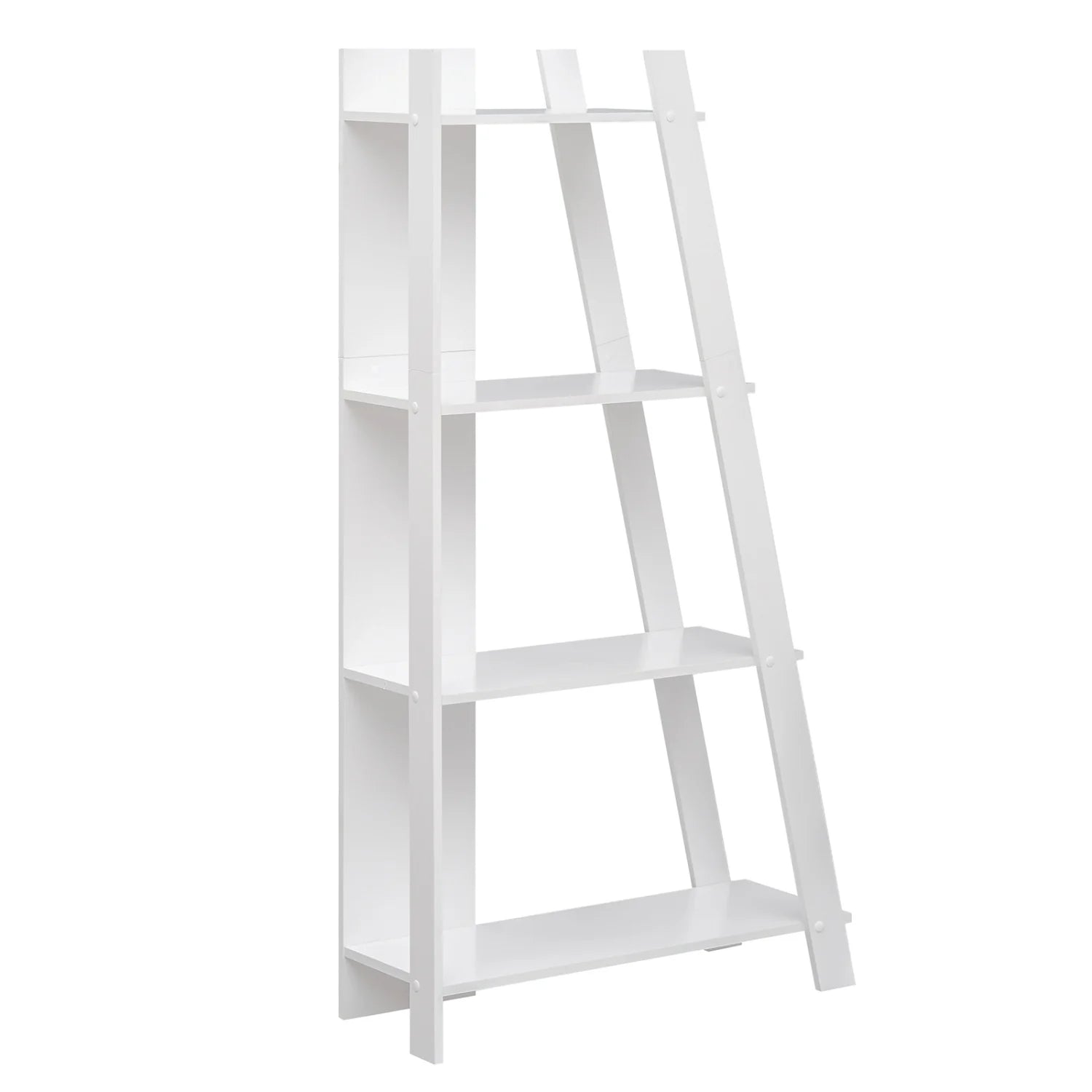 Modern 4-tier wooden bookshelf in oak finish, vertical design for small spaces, ideal for home office storage.