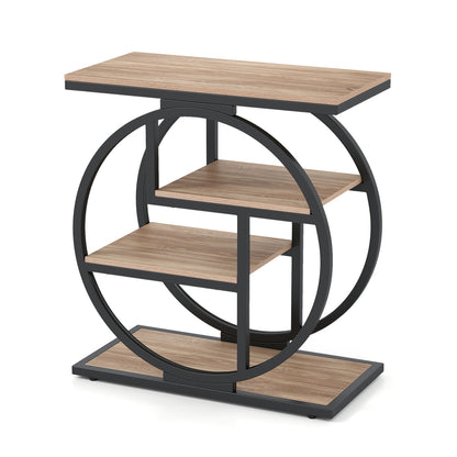 4-Tier Narrow End Table for Living Room with Storage Shelves-Gray
