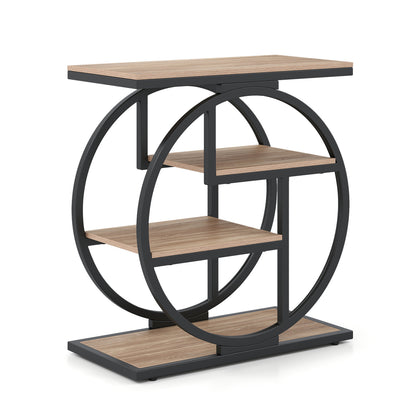 4-Tier Narrow End Table for Living Room with Storage Shelves-Gray