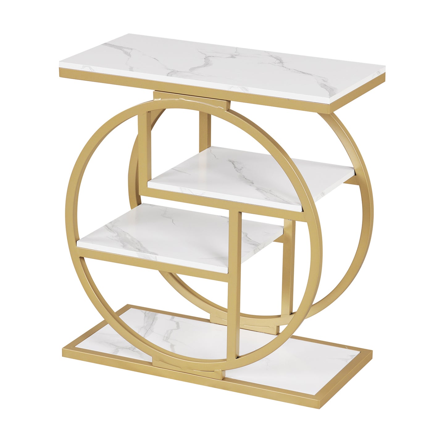 4-Tier Narrow End Table for Living Room with Storage Shelves-Gray