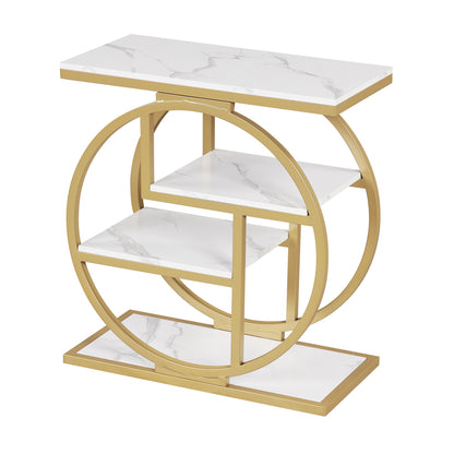 4-Tier Narrow End Table for Living Room with Storage Shelves-Gray