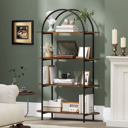 4-Tier Open Bookcase with Sturdy Metal Frame for Living Room-CF
