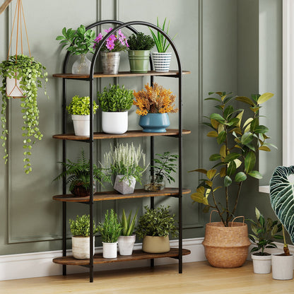 4-Tier Open Bookcase with Sturdy Metal Frame for Living Room-CF