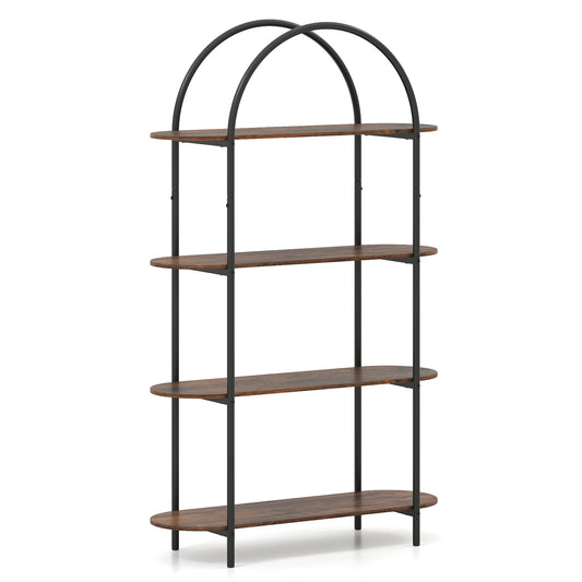 4-Tier Open Bookcase with Sturdy Metal Frame for Living Room-CF