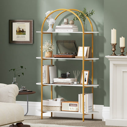 4-Tier Open Bookcase with Sturdy Metal Frame for Living Room-CF