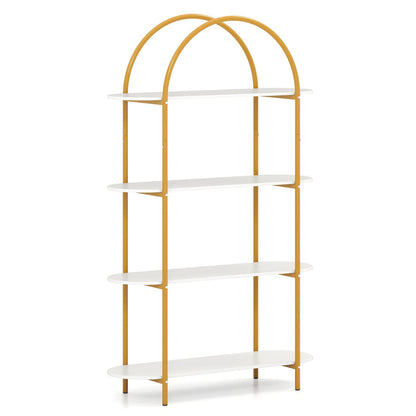 4-Tier Open Bookcase with Sturdy Metal Frame for Living Room-CF