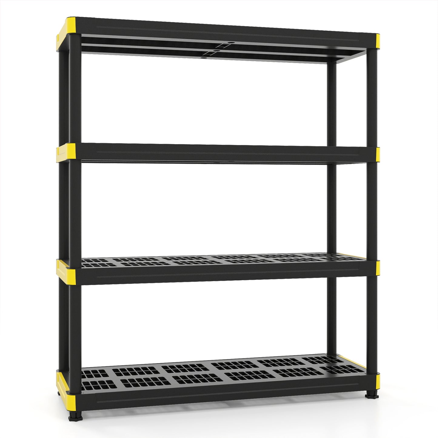 4-Tier Plastic Storage Shelf Heavy-Duty Utility Rack Freestanding Storage Rack-Black