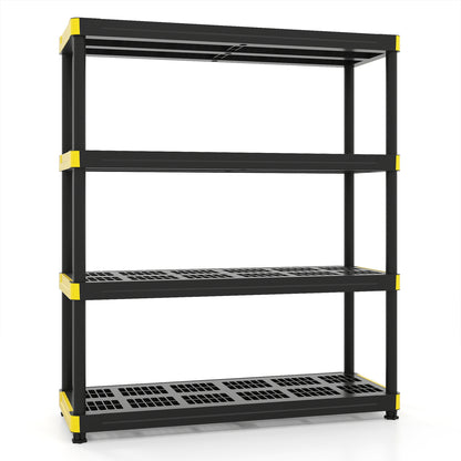 4-Tier Plastic Storage Shelf Heavy-Duty Utility Rack Freestanding Storage Rack-Black