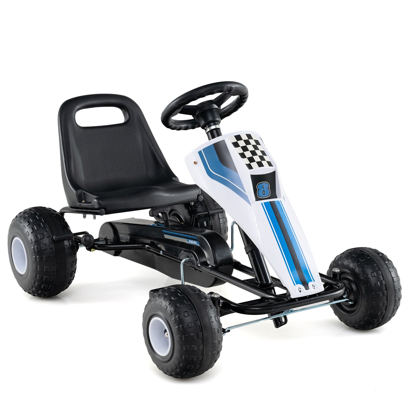 4-Wheel Ride On Toy Pedal Go Kart for Kids with Steering Wheel and Safe Handbrake-Pink