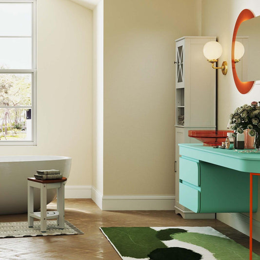3-in-1 Bath & Storage Combo: Tall Cabinet  Shower Bench & Buffet Sideboard