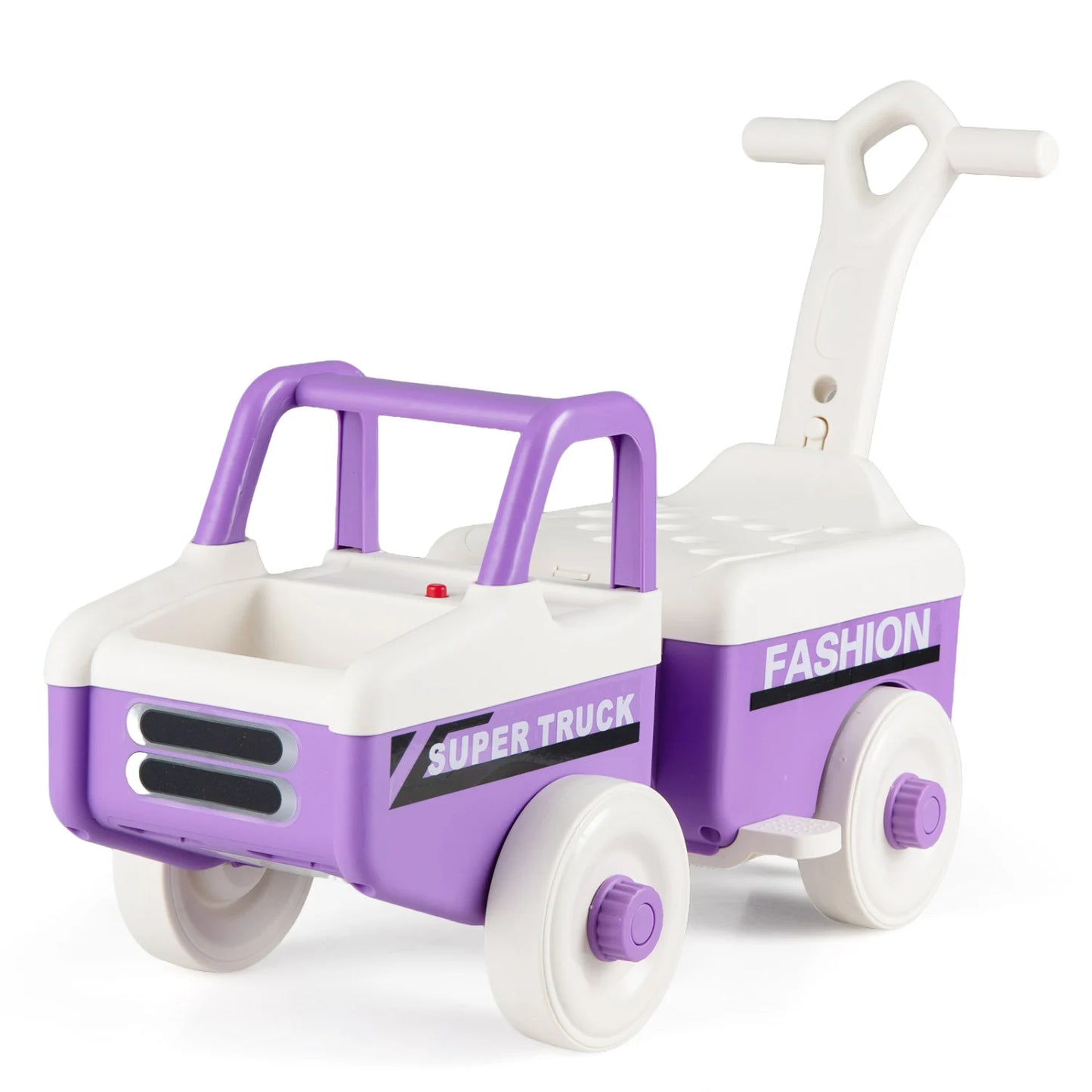 Green 4-in-1 ride on push car for boys and girls with music features and under-seat storage, designed for children’s outdoor play.