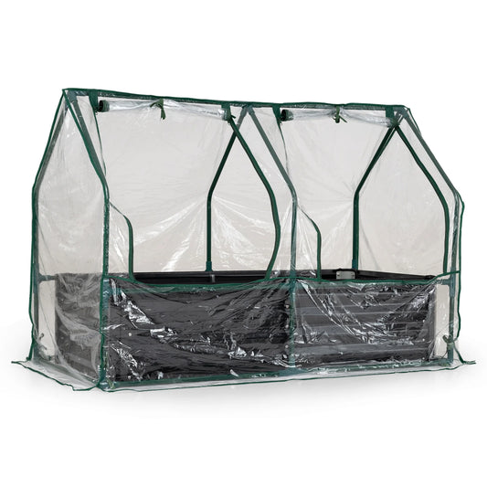4 x 2 x 3 Feet Small Galvanized Raised Garden Bed with Greenhouse Cover-Black