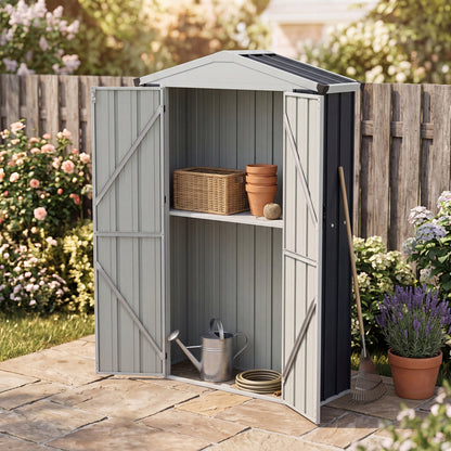 4 x 2 x 6 FT Outdoor Storage Shed with Sloping Roof and Lockable Door-Gray