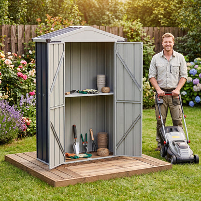 4 x 2 x 6 FT Outdoor Storage Shed with Sloping Roof and Lockable Door-Gray